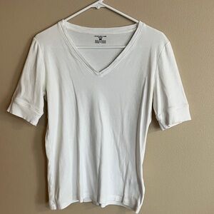 Jones New York Classic White Short Sleeve Top